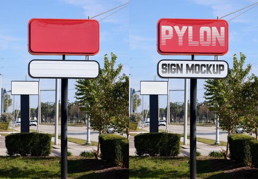 A Blank Pylon Sign Stands in St. Petersburg, Pinellas County, Florida, United States.