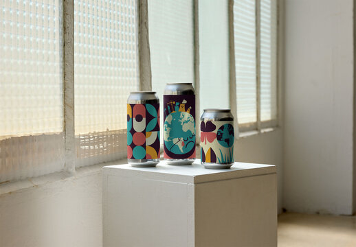 Mockup of three different Can sizes