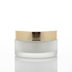 Luxurious Frosted Glass Cream Jar With Gold Cap, Elegant Skincare Container For Beauty Branding