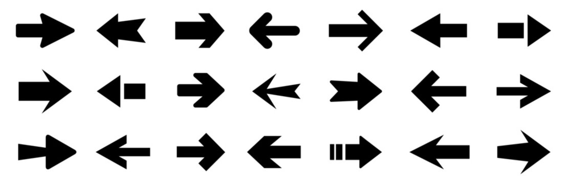 Arrow icon set. Arrow. Cursor. Modern simple arrows. Black vector arrows icons. Collection different arrows sign. Black direction pointer