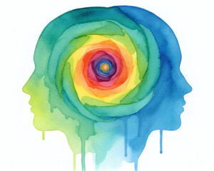 Menti Connesse: Spirale di Consapevolezza Acquerello