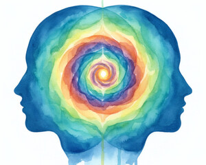 Menti Connesse: Spirale di Consapevolezza Acquerello