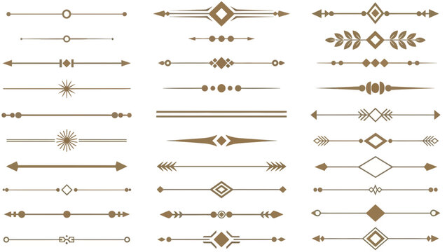 A collection of decorative horizontal line dividers and text separators with various geometric and ornate designs.
