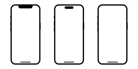 Smartphone frame mockup set, modern mobile screen template