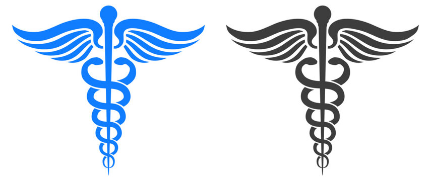 Caduceus medical symbol, snakes with wings, medicine icon