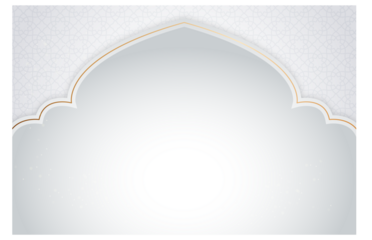 Islamic architecture white and gold frame design element transparent background