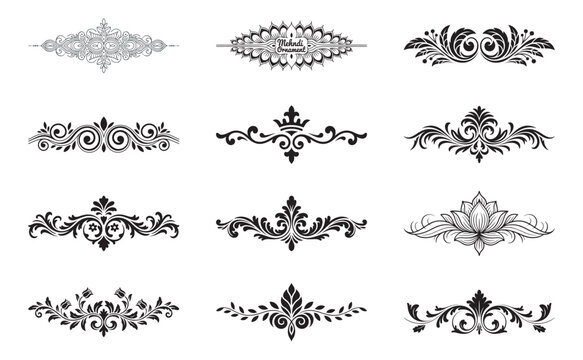 A collection of elegant and ornamental vintage scroll page dividers and borders