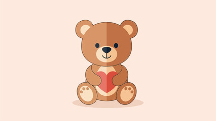 Obraz premium Charming illustration of a cute teddy bear holding a red heart, perfect for conveying love and affection