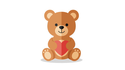 Obraz premium Adorable Cartoon Teddy Bear Holding a Heart, a Sweet Symbol of Love and Affection for Valentine's Day and Special Occasions