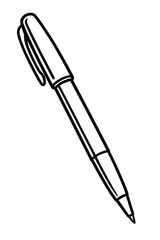 Fototapeta premium Detailed Black and White Line Art Illustration of a Classic Felt-Tip Pen with Cap and Clip, Perfect for Stationery Designs, Office Supplies, School Resources, and Creative Art Projects – A Versatile V