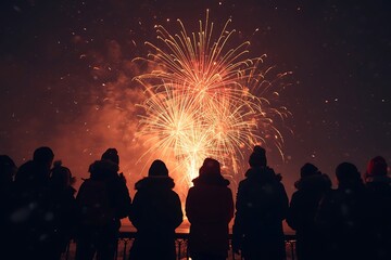 Generative AI Spectacular Fireworks Display Celebrating a Festive Occasion