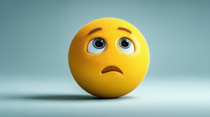 Fototapeta premium Sad emoji with large eyes on light background.