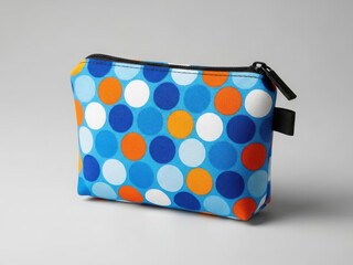 Vibrant polka dot cosmetic pouch with zipper closure