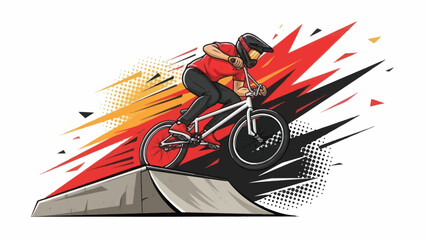 Obraz premium Bmx rider performing stunt on ramp illustration vector design