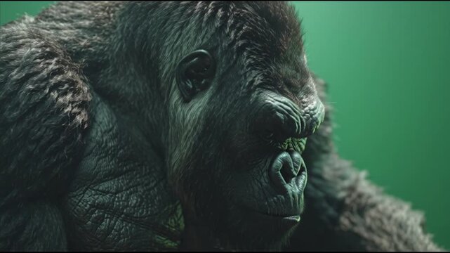 Close up of a large gorilla.