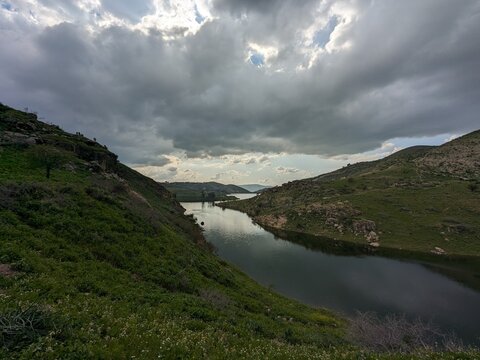Wadi Zahar is a wadi located in Irbid region, Jordan. Walking the Jordan trail from Umm Qais,mountain panorama landscape view