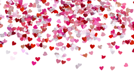 Valentine's day abstract festive background full of hearts confetti falling love concept with space for text for wedding invitation and decoration