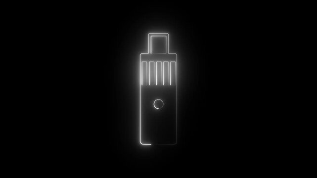 Glowing neon line Vape mod device icon isolated on black background. Vape smoking tool. cyan color icon ,Vaporizer Device. 4K Video motion graphic animation
