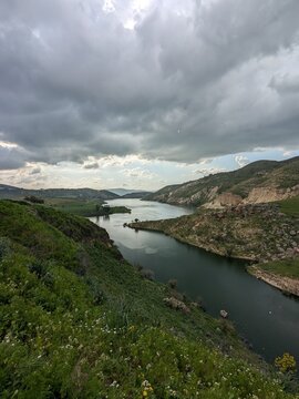 Wadi Zahar is a wadi located in Irbid region, Jordan. Walking the Jordan trail from Umm Qais,mountain panorama landscape view