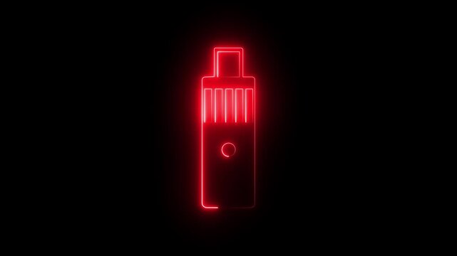 Glowing neon line Vape mod device icon isolated on black background. Vape smoking tool. cyan color icon ,Vaporizer Device. 4K Video motion graphic animation