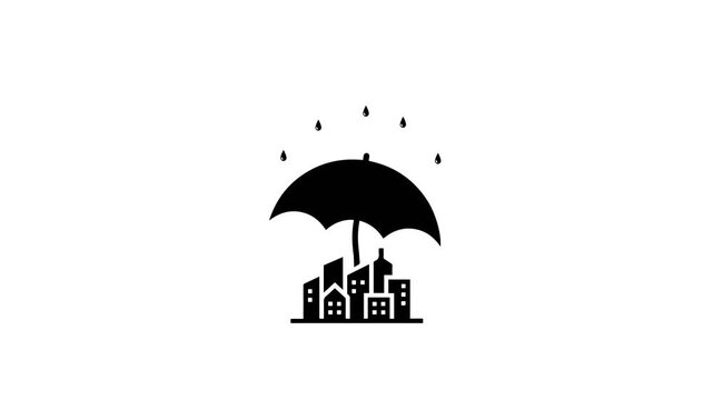 Icon video motion with style city rain umbrella suitable to your brand, rain day, winter, advertisement, display, business, marketing, and more