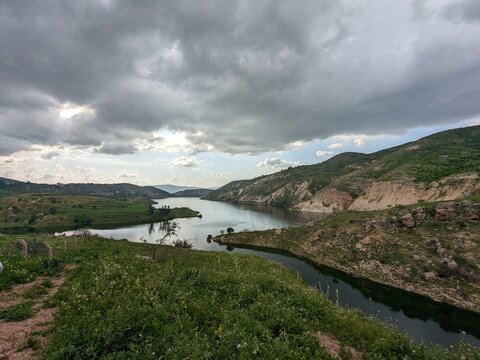 Wadi Zahar is a wadi located in Irbid region, Jordan. Walking the Jordan trail from Umm Qais,mountain panorama landscape view