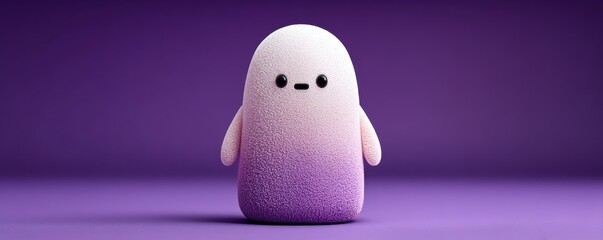 A cute, friendly ghost character icon with rounded edges on a purple gradient background