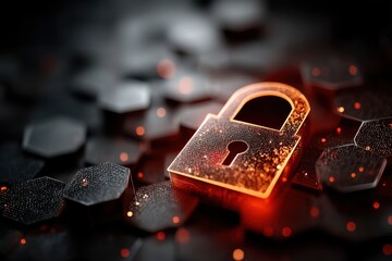 Glowing padlock icon on a dark cyber security scene representing digital protection and data safety