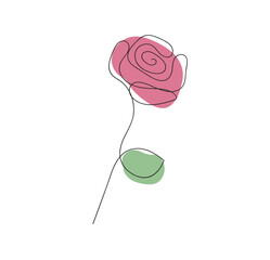 Line design rose icon. Vector illustration