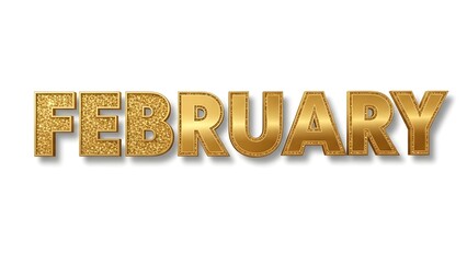 Golden Glitter February Text luxury