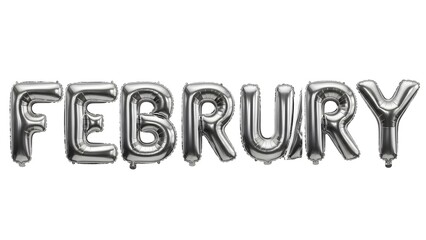 Silver balloons spelling February letter balloons metallic balloons