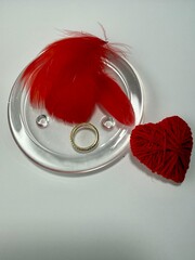 Red hearts Valentine&rsquo;s Day decoration on a light background. Romantic holiday concept symbolizing love, romance, and affection. Ideal for greeting cards, invitations, social media, advertising, brandi