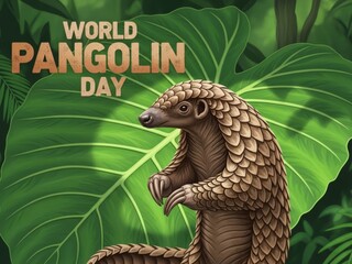 Alert Pangolin Emerges from Dense Green Tropical Forest Undergrowth