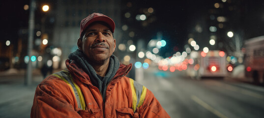 Fototapeta premium Winter Maintenance Worker Conducting Final Inspection on City Street