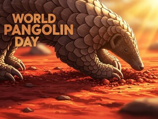 Sunset Silhouette Captures Pangolin Beauty in Dramatic Desert Landscape