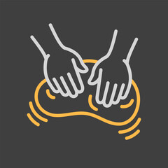 Hands Kneading Dough for Baking