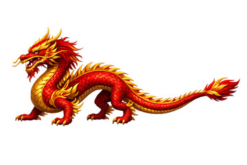 Chinese red dragon illustration isolated. Lunar New Year designs. Festive Asian projects. Holiday visuals.