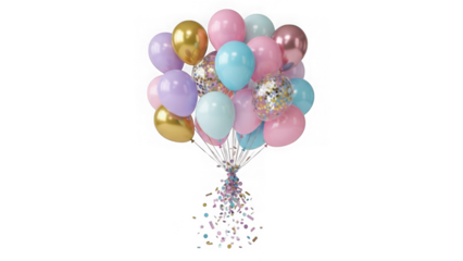 Colorful balloons celebration isolated on transparent background isolated on white background