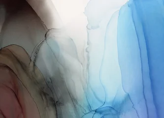 Fotobehang Kleuren in het water Smoke texture alcohol Ink, Watercolor wave flow painting blot. Abstract stain art background.  © Liliia