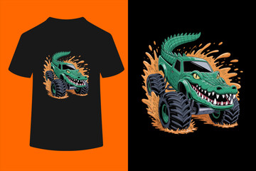 Crocodile Monster Truck Alligator Birthday Party Toddler Boy T-Shirt  © ben