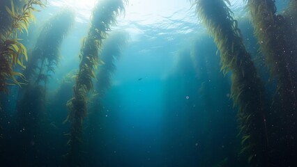 Obraz premium Kelp forest underwater sunlight scene