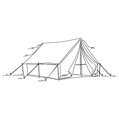 Simple line drawing of a tent for outdoor adventures and camping, no editable stroke