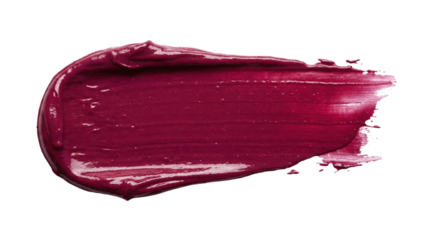 Deep burgundy acrylic paint brush stroke with glossy finish and rich saturated color isolated on transparent background
