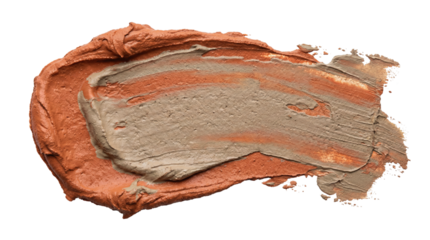 Terracotta and clay toned acrylic paint smear with rough textured strokes and earthy pigment blend isolated on transparent background
