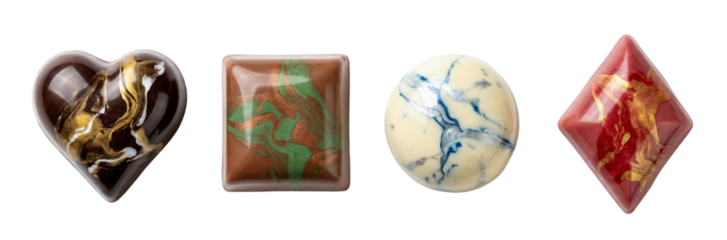 Set of four luxury artisan chocolate pralines