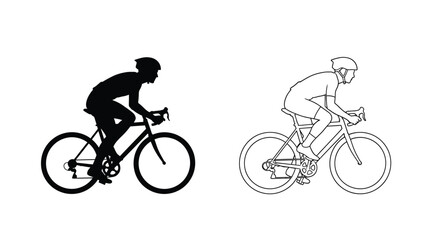 Obraz premium cycling silhouettes of two cyclists in different riding positions