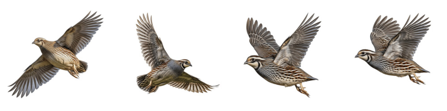 Chukar Partridge Flying Set Transparent PNG Isolated On White Background Game Bird Wings Spread Foraging Upland Bird Nature Elements Wildlife