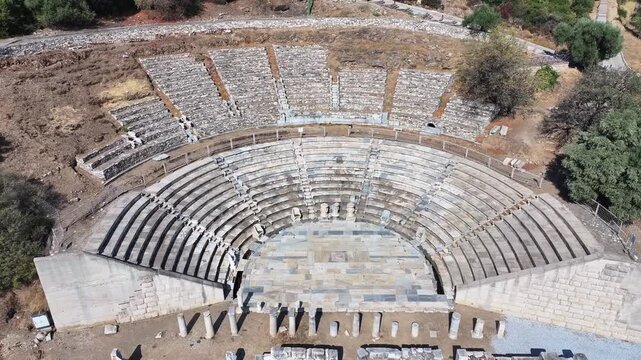 Metropolis ancient city - 4k video of Izmir Torbali Metropolitanis ancient city shot with drone