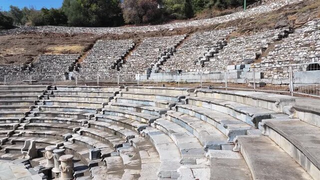 Metropolis ancient city - 4k video of Izmir Torbali Metropolitanis ancient city shot with drone