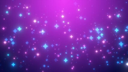 Abstract blue and purple bright glowing stars glamorous festive sparkling energy magical particles, abstract background © Bolbik